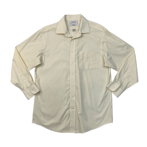 Cremieux Shirt Mens 16 Eggshell 100s Pinpoint Cotton Pleated Back Formal Dress - Picture 1 of 10